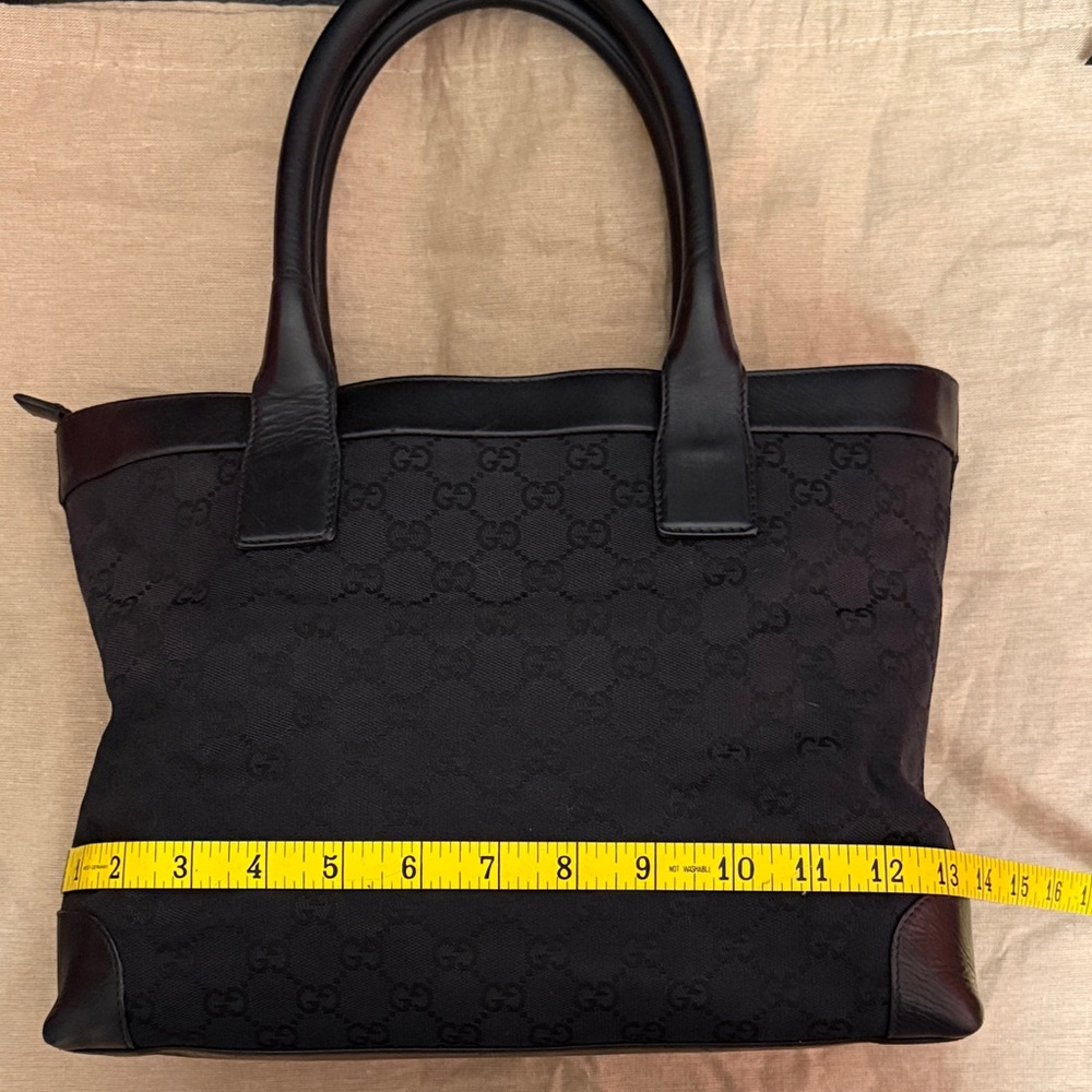 Gucci Black GG Monogram Canvas Tote with Leather Trim and Dusty - Picture 8 of 14